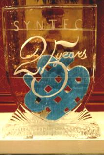 Blue applied inside the ice makes this centerpiece stand out by Louisville Ice Sculptures. Price $295 