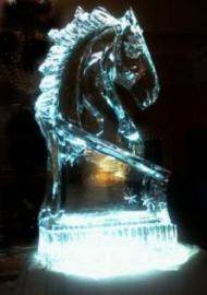 This detailed horse head ice sculptured made for a beautiful centerpiece.