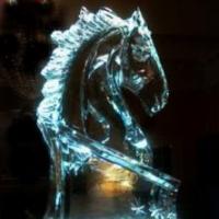 This detailed horse head ice sculptured made for a beautiful centerpiece.